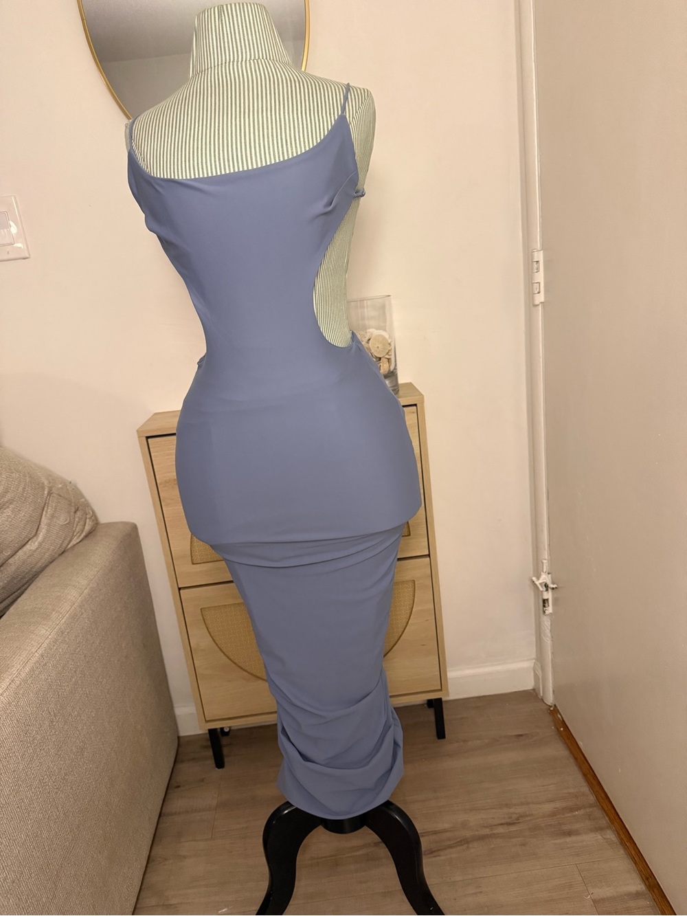 Fashion Nova Lavender Blue Cutout Bodycon Maxi Dress